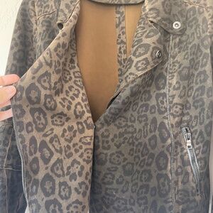 Marrakech Faux suede leopard print moto jacket